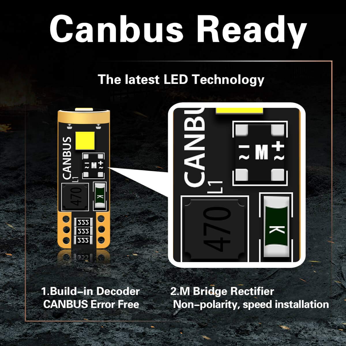 LASFIT 194 168 LED Bulb License Plate Light and Side Marker Light Bulbs White and Amber Combo,T10 W5W 6000k 400LM Extremely Bright, Canbus Free, 4 PCS - Image 4