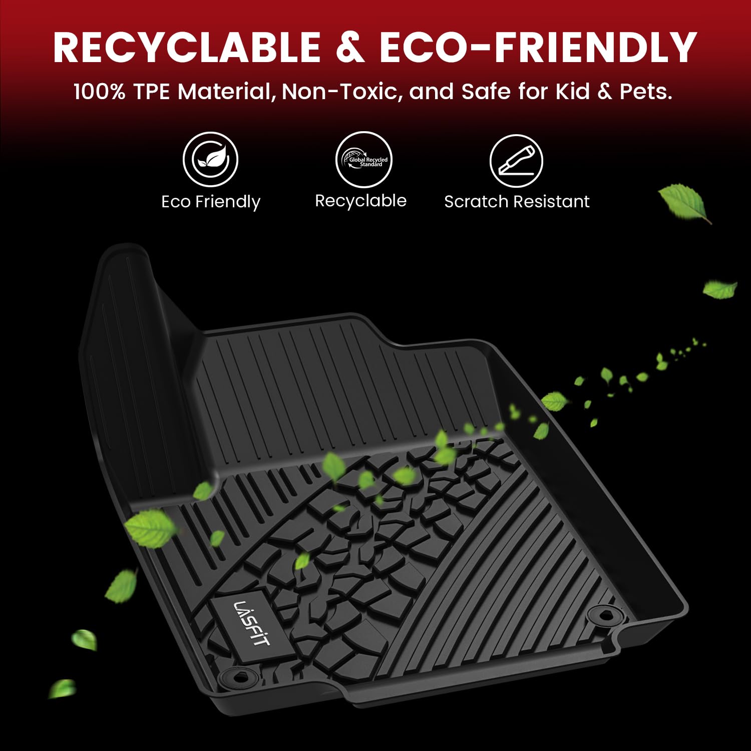 LASFIT Floor Mats for Jeep Gladiator JT 2020-2025 2026 All Weather TPE Custom Fit Pickup Truck Mats Floor Liners 1st & 2nd Row, Black - Image 7