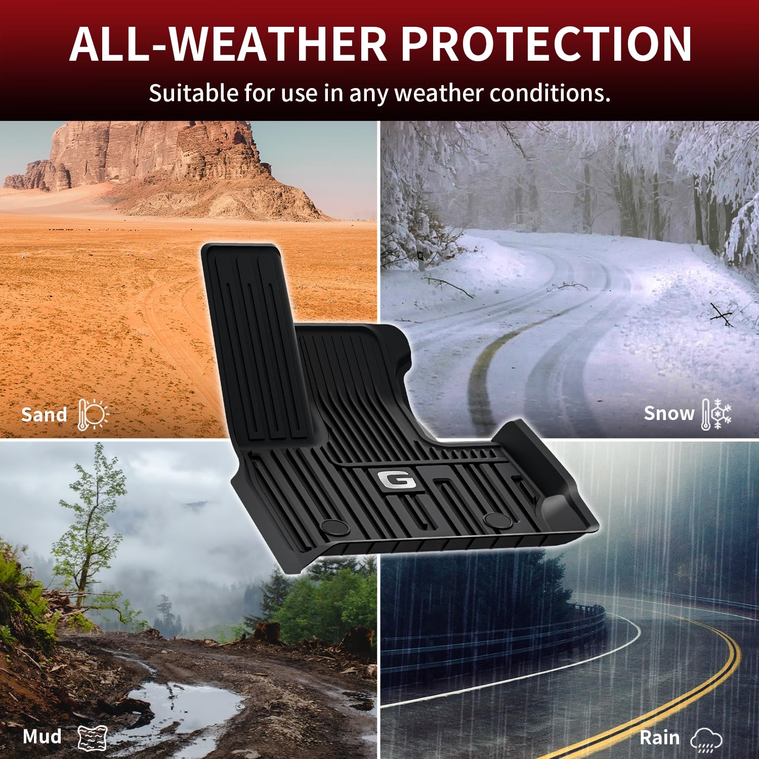 LASFIT Floor Mats for Mercedes Benz G Class 2026 2025 2024 2023 2022-2019 G550 / G580 / G63 AMG, All Weather TPE Custom Fit Car Mats for Benz G Class Floor Liners 2019-2026, 1st & 2nd Row Set, Black - Image 7