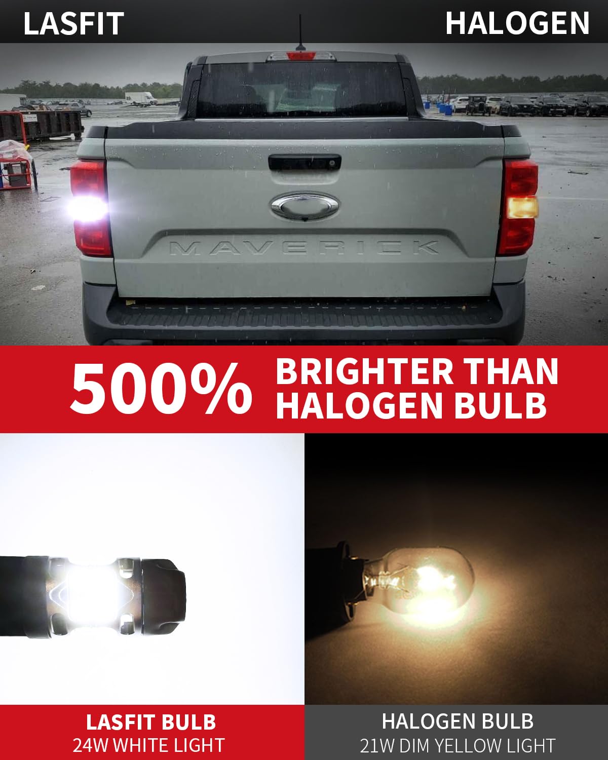 LASFIT T3 WT21W LED Bulb Backup Reverse Light WT21 WT21W/7W Canbus Error Free for 2022 2023 2024 Ford Maverick XL XLT Lariat Accessories, 2021 2022 F150 F250 F350 Xenon White Anti Hyper Flash (2pcs) - Image 3