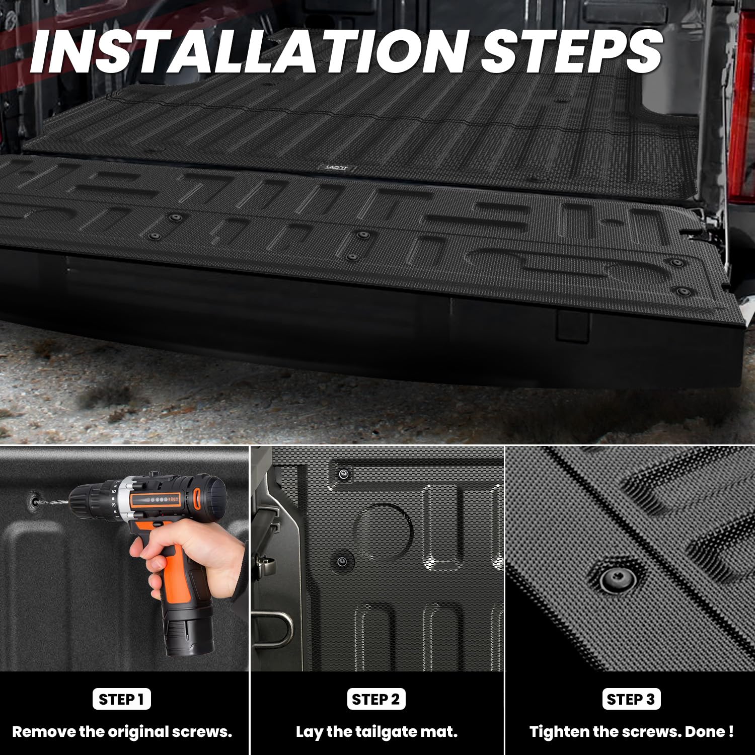 LASFIT Tailgate Mat for Ford F-150(Not for Work Surface or Pro Access Tailgate) 2021-2026 F150 Standard Tailgate Truck Liner All Weather Protector TPE Durable Tailgate Cover - Image 3