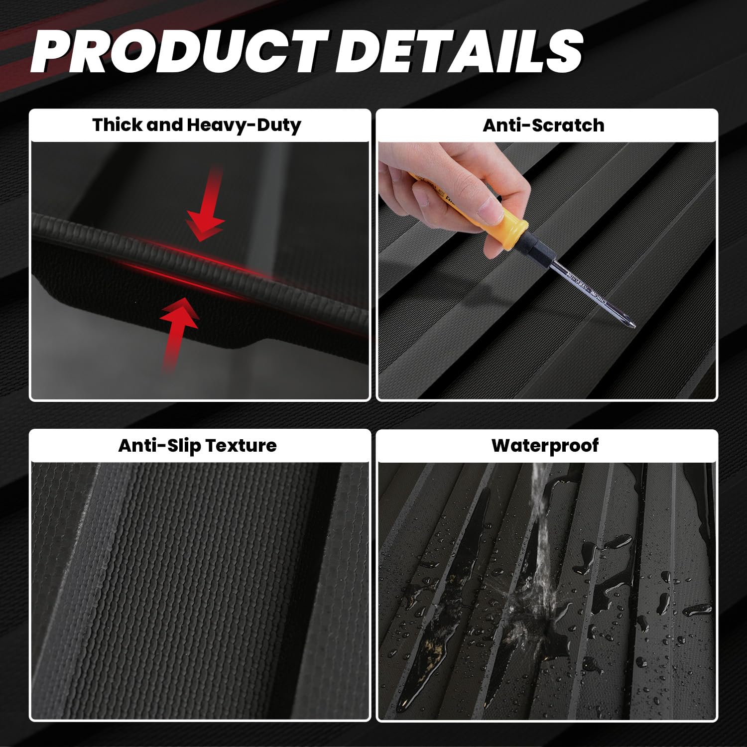 LASFIT Truck Bed Mats &Tailgate Mats for 6.75 Ft(Not Fit 8Ft Bed) Ford Superduty F250 F350 2026-2023 Custom Fit TPE All Weather Truck &Tailgate Liner (Not Fit Optional with Tailgate Step), 2pcs Black - Image 5