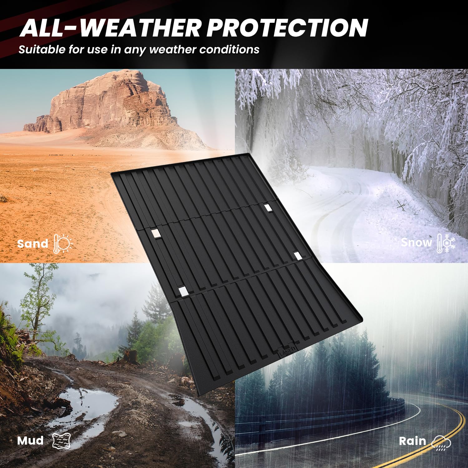 LASFIT Truck Bed Mat for Tesla Cybertruck 2023-2026 6FT Bed Liner Car Accessories, Custom Fit TPE All Weather Pickup Cargo Liner Frunk Rear Sub Trunk Mat Set 3PCS - Image 6