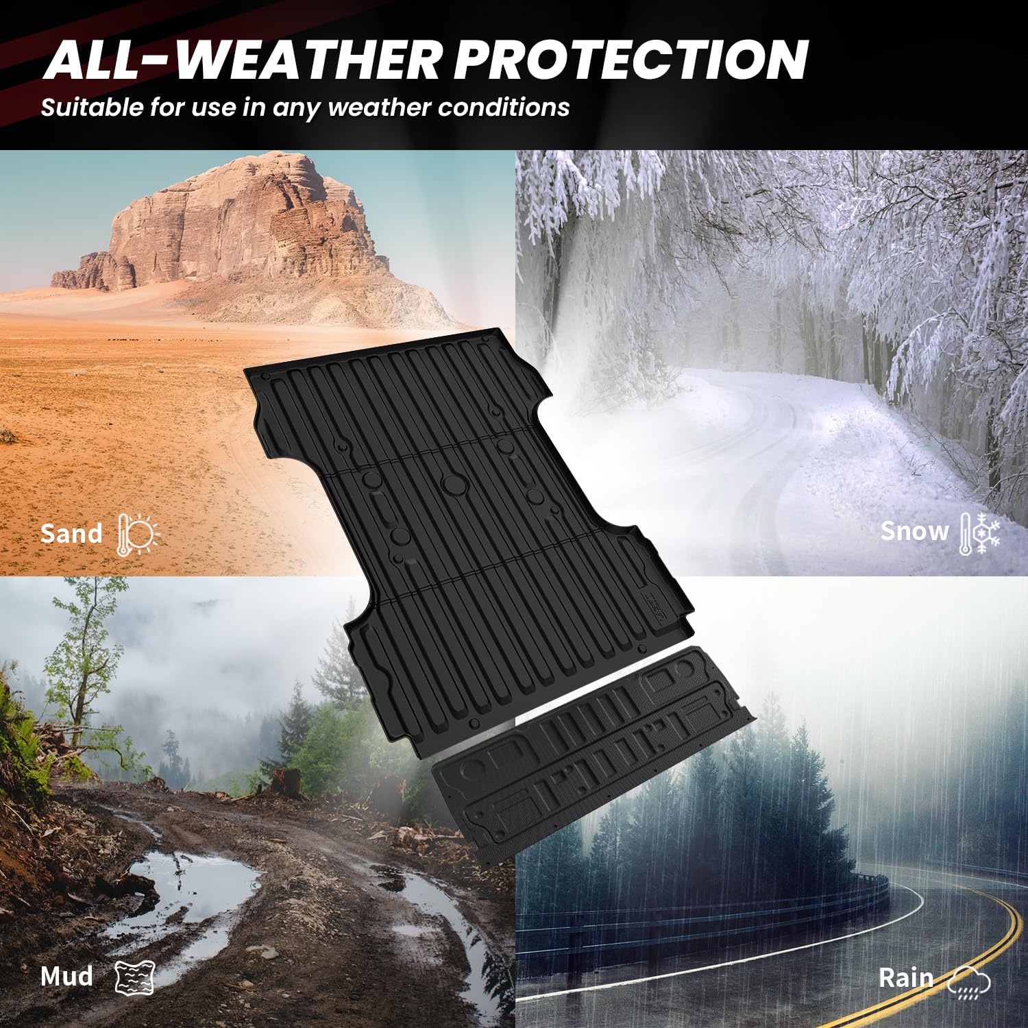 LASFIT Truck Bed Mats &Tailgate Mats for 6.75 Ft(Not Fit 8Ft Bed) Ford Superduty F250 F350 2026-2023 Custom Fit TPE All Weather Truck &Tailgate Liner (Not Fit Optional with Tailgate Step), 2pcs Black - Image 6
