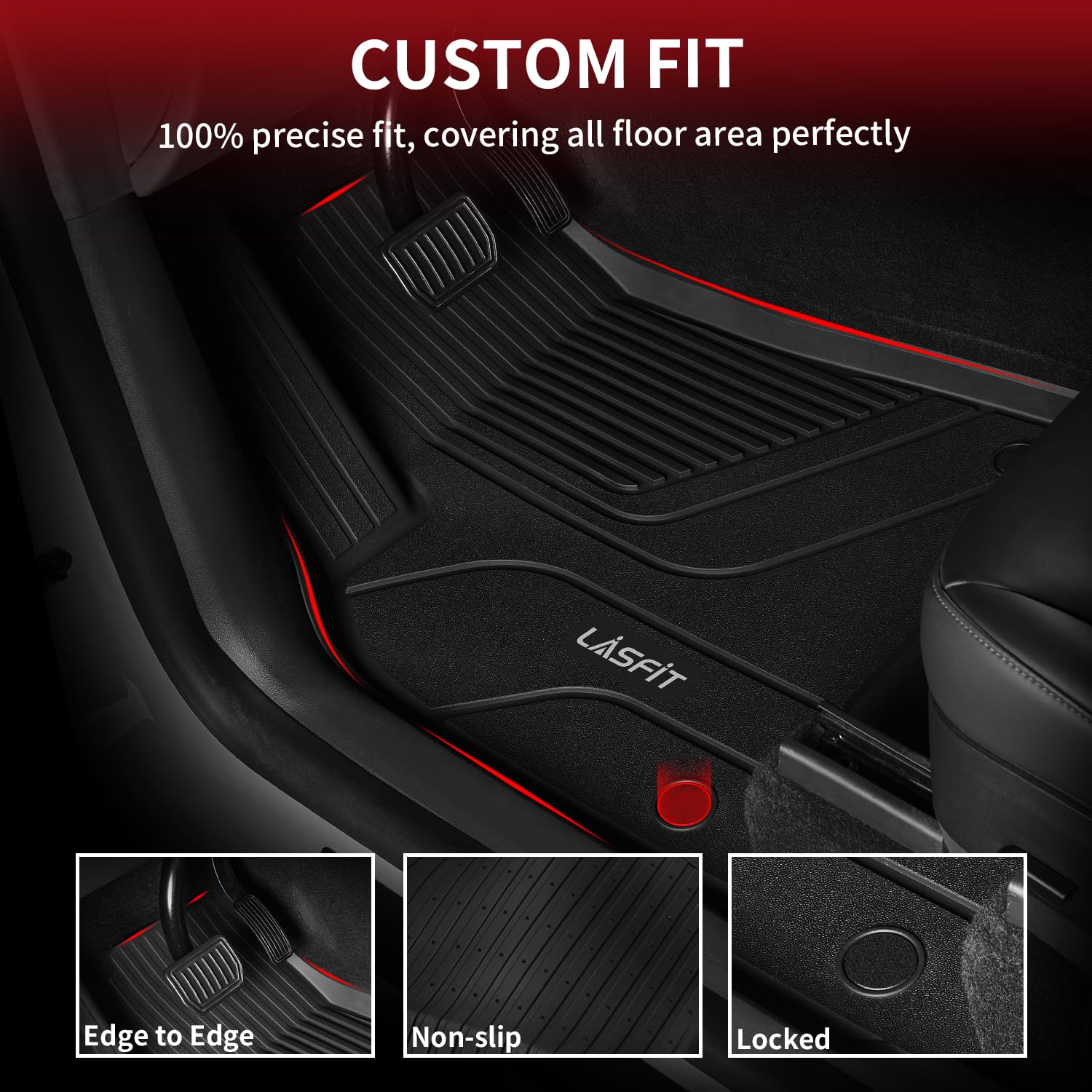 LASFIT Trunk Mats Fit for Tesla Model X & Model X Plaid 6 Seater / 7 Seater 2025 2024 2023 2022 2021, Custom Fit TPE All Weather Waterproof Cargo Liners, Black - Image 3